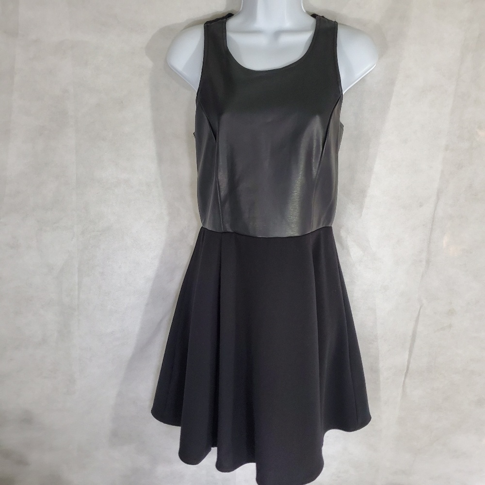 Jaye.e leather-like tank and a-line dress